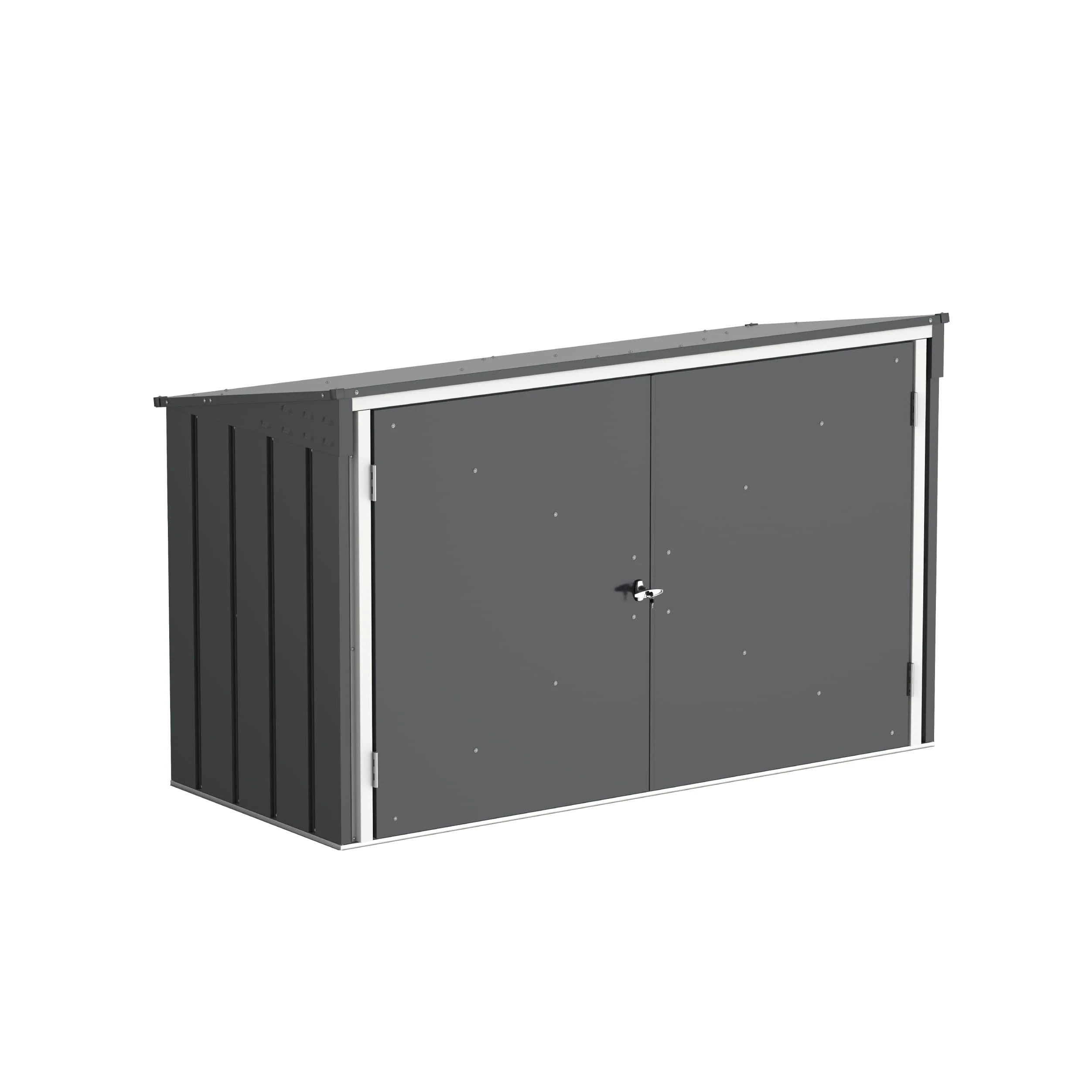 Duramax Garbage Can Enclosure for 3 Bins with Top Opening & Fully Wide Double Lockable Doors, Metal Storage Shed, Wheelie Bin Hideaways, Anthracite & Off-White Trimmings