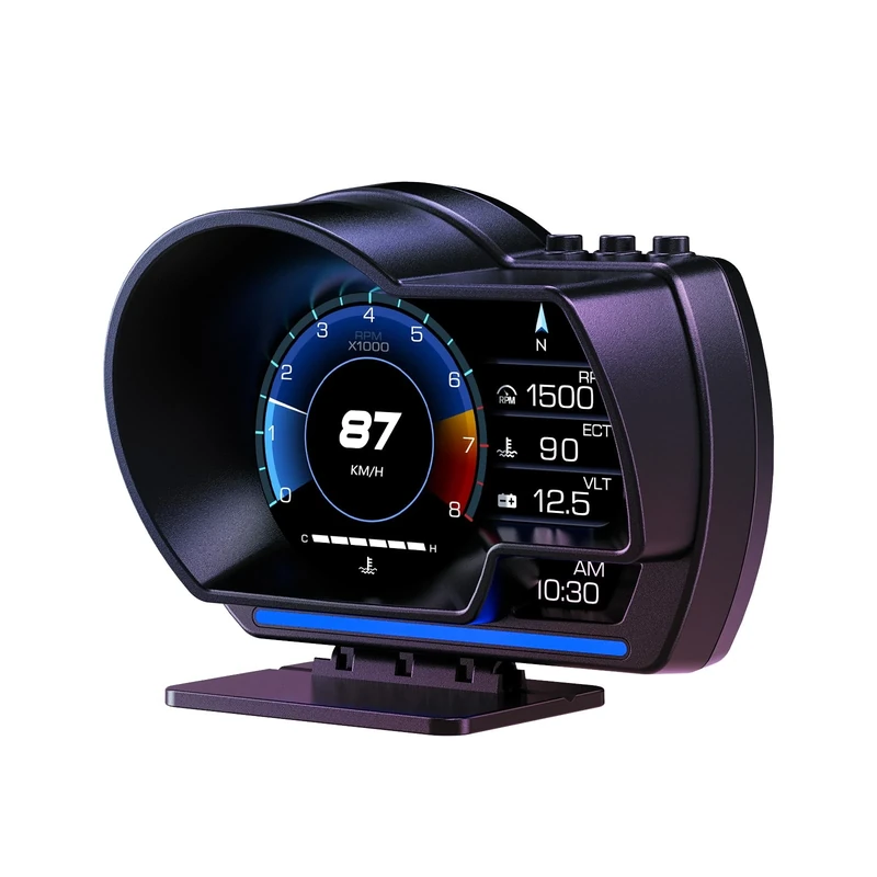 AMROOLOO Head up Display Car, OBD In-car Display, GPS Speedometer, with Multiple Reminder Functions, Suitable for All Cars