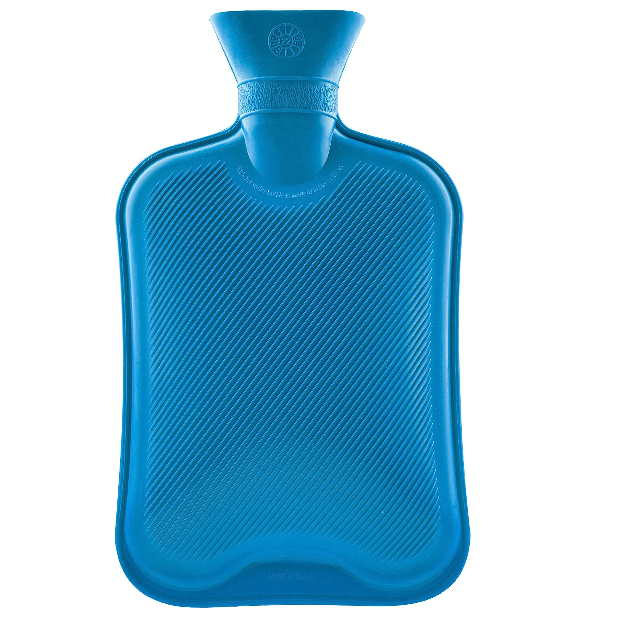 Hot Water Bottle Large 1.8L Rubber Hot Water Bag 1, 2 or 3 Pack Ribbed Surface One Side for Pain Relief Hot Cold Compress Cramps Back Pain Neck Pain (Blue, 1 pc)