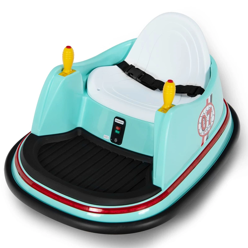 GYMAX 360 Spin Kids Bumper Car, Electric Ride on Toy with Remote Control, Lights, Music and Safety Belt, Children Battery-Powered Vehicle for Indoor Outdoor (Green)