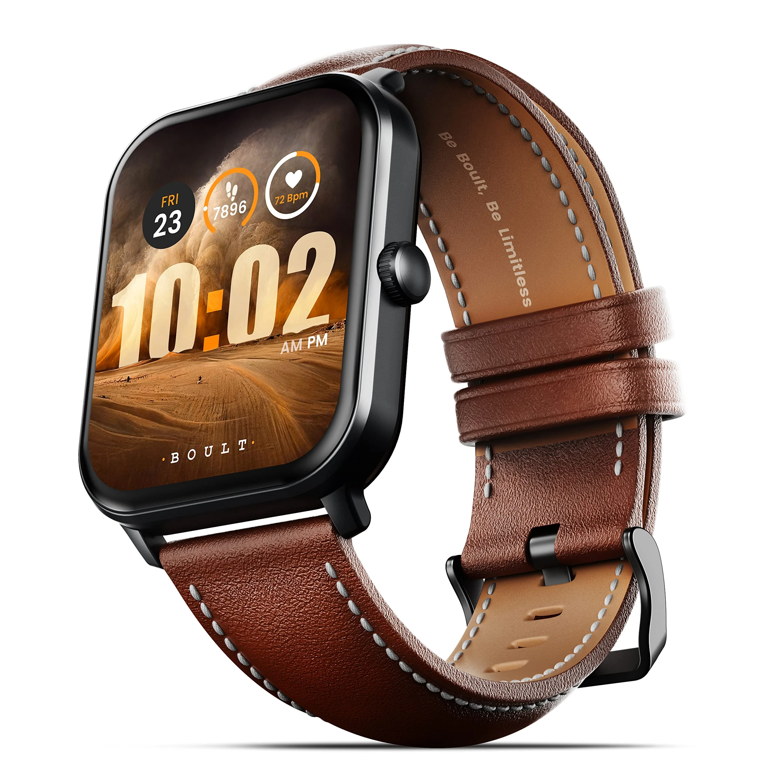 GOBOULT Dive+ With 1.85" Hd Display, Bluetooth Calling, 500 Nits Brightness, 7 Days Battery Life, 150+ Watch Faces, 100+ Sport Modes, Ip68 Waterproof Large (Tan)