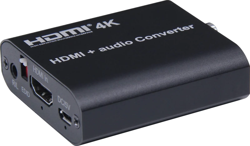 PremiumCord 4K HDMI Audio Extractor With Audio Separation In Stereo Jack, Spdif Toslink, Rca Rca, Black - Image 1