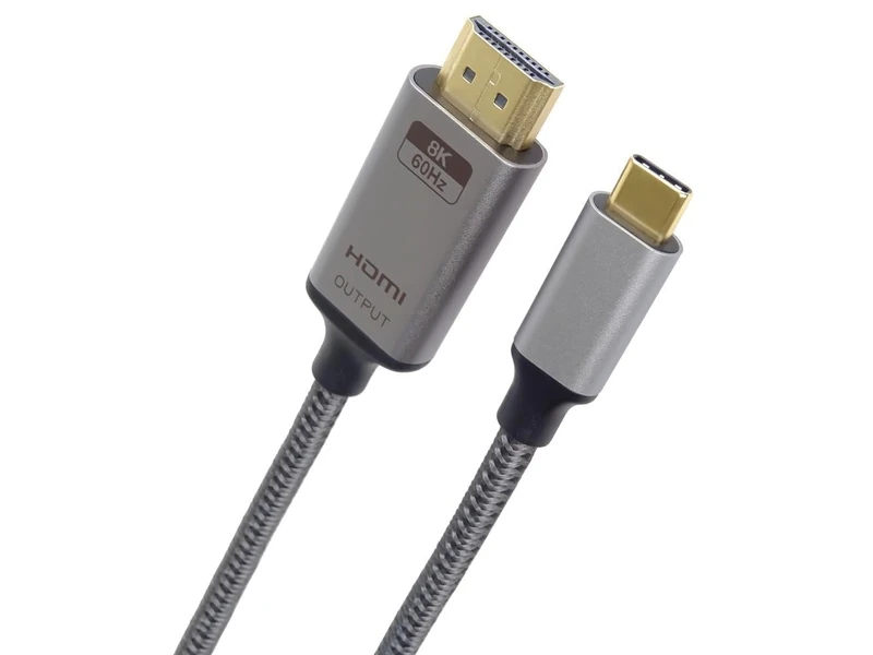 PremiumCord Cable USB-C to HDMI 2.1, USB 3.2 Type C Male to HDMI 2.1 Male, Resolution 8K @ 60Hz, 4K @ 144Hz, Full HD 1080p, HDCP2.2, Colour: Black, Length: 2 m