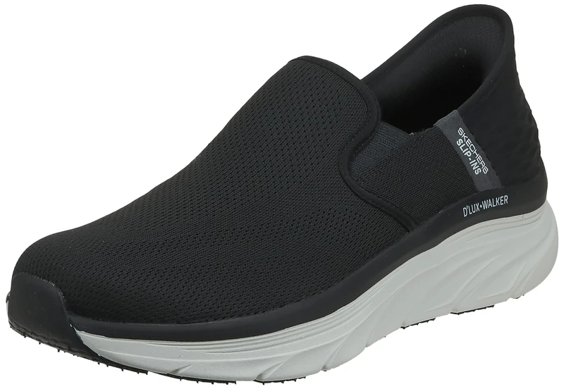 Skechers Men's Dlux Walker Orford Slip in, Black/Black, 9 UK