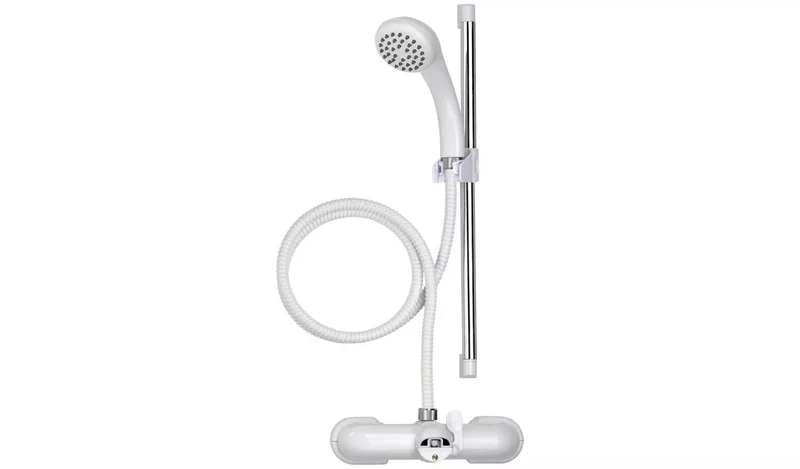 Croydex Bath Shower Mixer Set AB220022 - White & Chrome 430mm with Handset