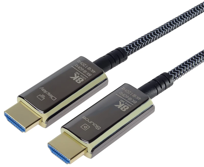 PremiumCord 8K Ultra High Speed HDMI 2.1 Optical Active Fibre Optic Cable, 48 Gbps, HDMI 2.1, 3D, EDID, ARC, HDR, Resolution 8K@60Hz 4320p, 4K@120Hz, Gold Plated, Length 30 m