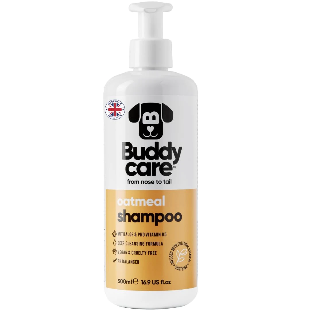 Buddycare Oatmeal Dog Shampoo (500ml) Gentle for Sensitive or Itchy Skin with Aloe Vera to Help Itch Relief Dog Shampoo for Smelly Dogs