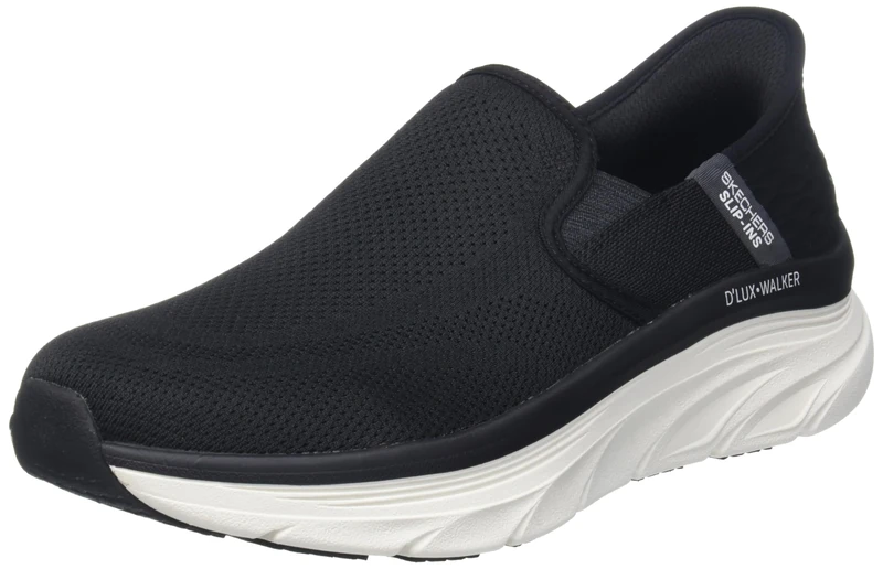 Skechers Men's Dlux Walker Orford Slip in, Black/Black, 10.5