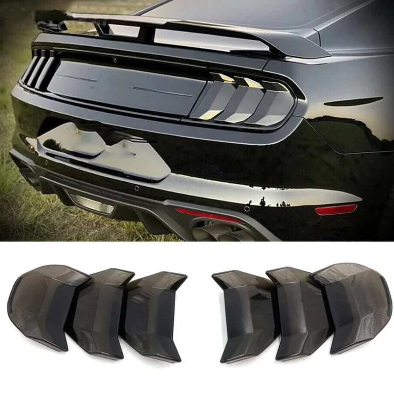 Neopaftu Tail Light Lamp Cover Compatible with Ford Mustang 2018-2021 Taillight Lens Shell Exterior Accessories (Smoke Black)