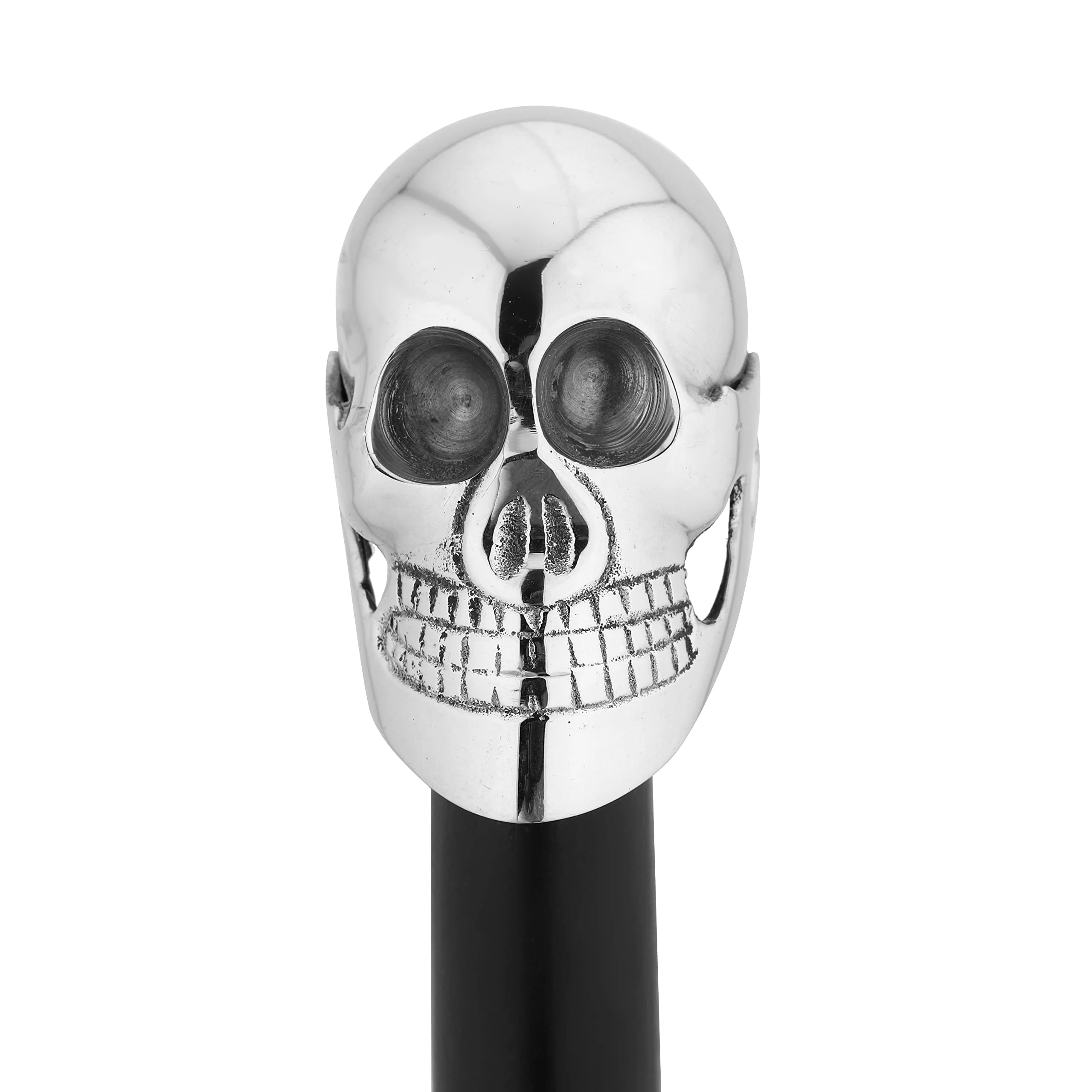 Ajuny Walking Sticks For Men Women Seniors Wooden Canes With Detachable Silver Skull Design Handle Decorative Cane Gifts 35 Inch