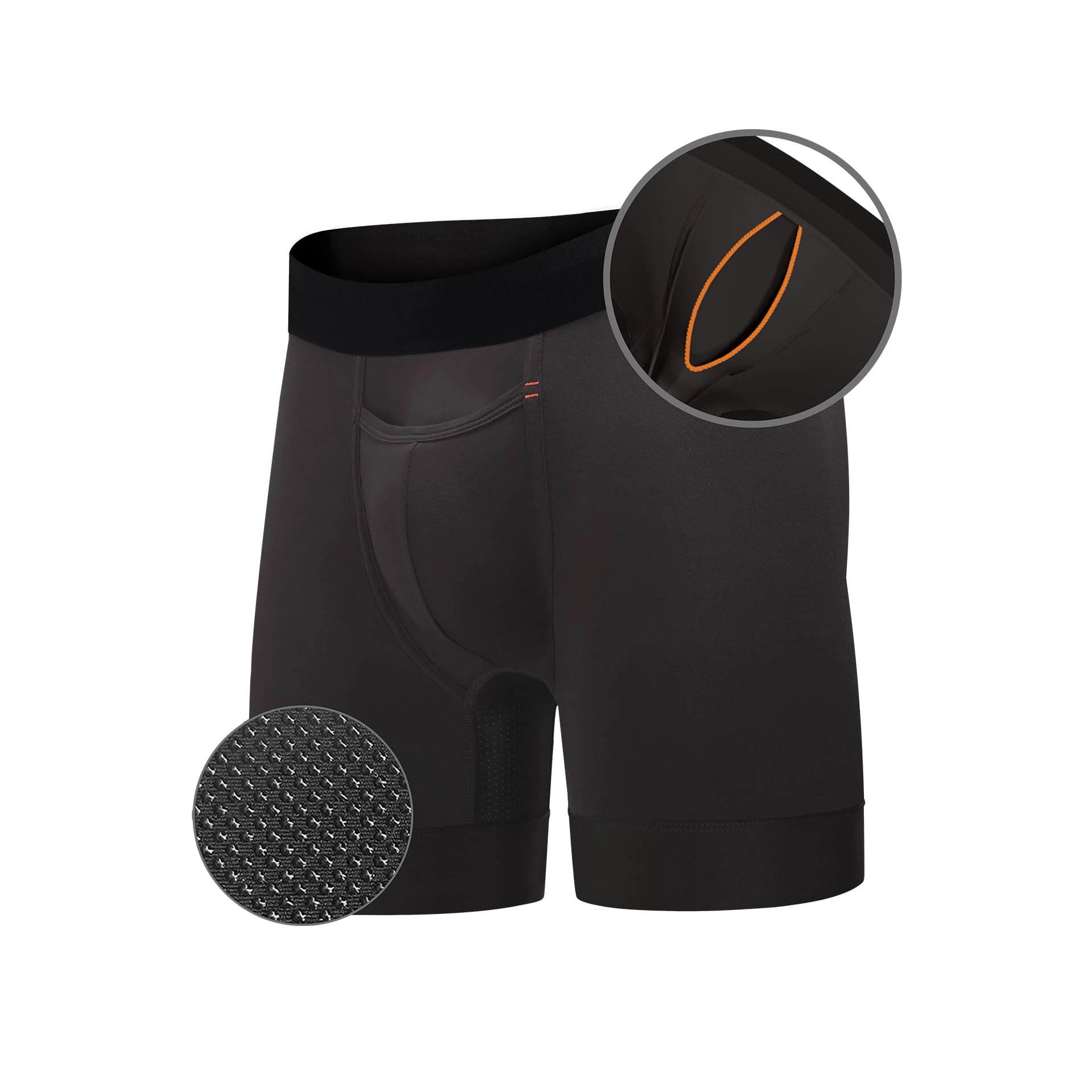 All Citizens Elite Mens Boxers Briefs with Fly, Patented Ball Pouch Underwear for Men, Supportive & Breathable, Moisture-Wicking Performance Fabric, No Ride Up Legs, Black, Large