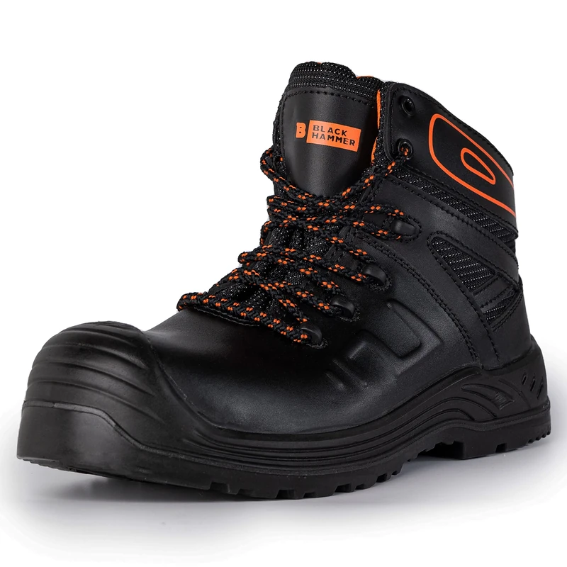 Black Hammer Mens Composite Lightweight Safety Boots | Non Metal Toe Protection with midsole Comfortable Non Slip Shoes for Work and Safety S3 SRC 6650 (7 UK)