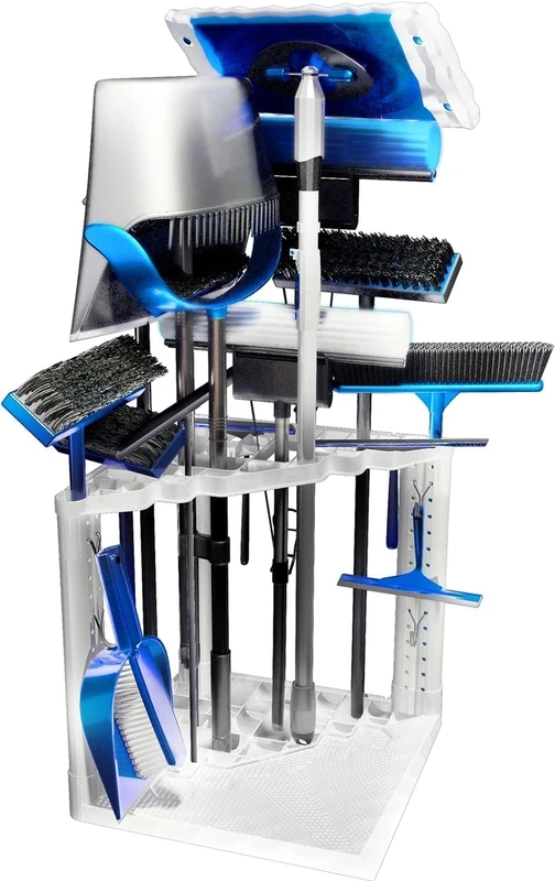 PeerBasics Corner Storage Rack, Home Tool Storage Organization, Up to 35 Tools like Mops Brooms Towels Dust Pan Squeegee, House Closet Garage Garden Yard Plus Pegboard