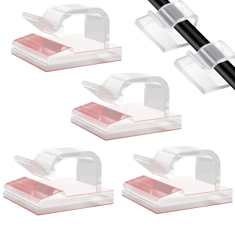 50PCS Cable Clips, Clear Self Adhesive Cable Clips Outdoor Light Wire Clips Cable Wire Management Holder for Car Office Home Desk Wall Christmas Hanging Decorations Outdoors Fairy Light