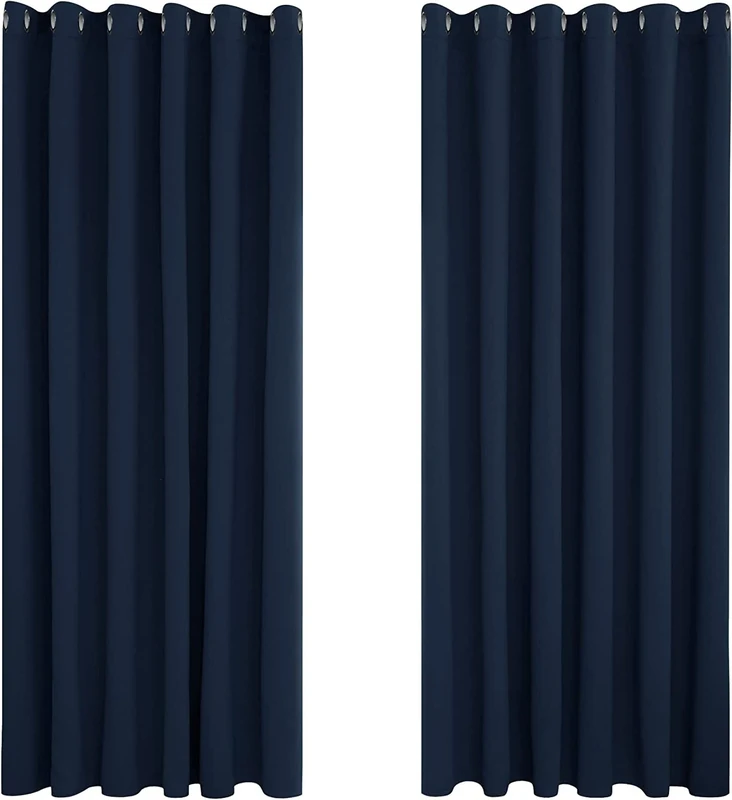 Deconovo Blackout Curtains Bedroom Super Soft Thermal Insulated Curtains Blackout Eyelet Blackout Curtains for Living Room 66 x 84 Inch Navy Blue 2 Panels