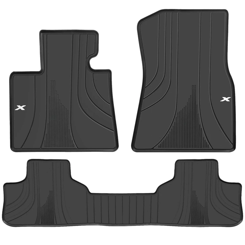 Matericuo Car Floor Mats Custom Fit for BMW X6 (G06) 2020-2022 Black White Rubber Auto Liner Mats All Weather Protection Heavy Duty Odorless