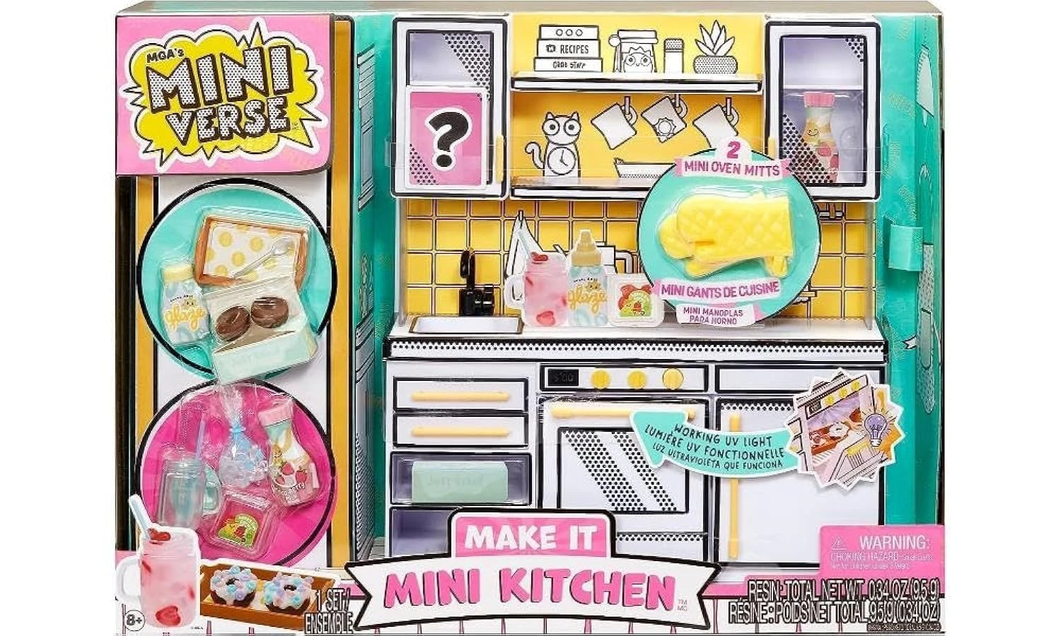 MGA's Miniverse Make It Mini Kitchen - DIY Kitchen Playset with UV Light, Mystery Recipe, Resin Play, and Exclusive Mini Oven Mitts - Not Edible - Requires Batteries - Suitable for Kids Ages 8+