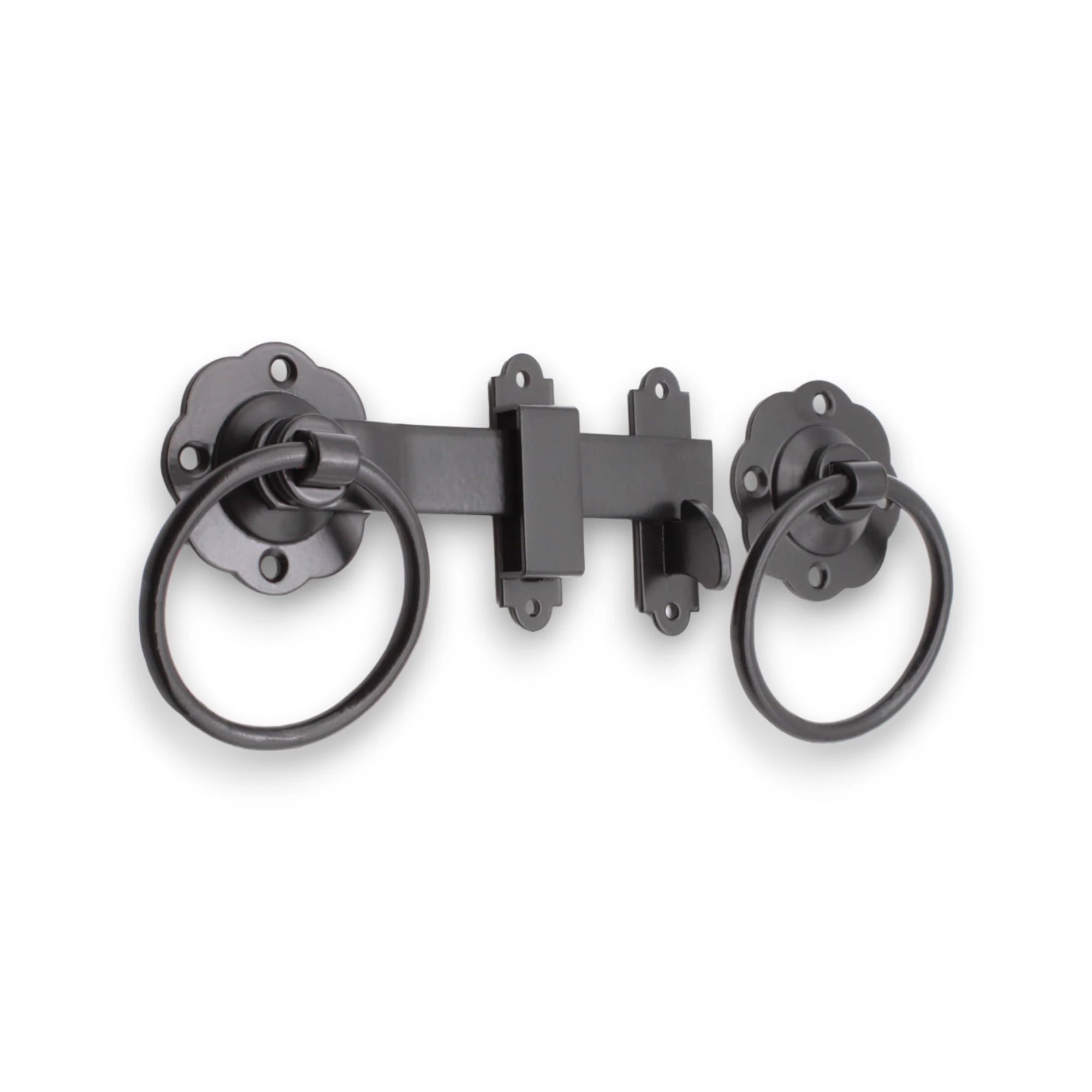 Infinity Decor Quality Metal Ring Gate Latch Set Large Black Door Garden Catch Screws