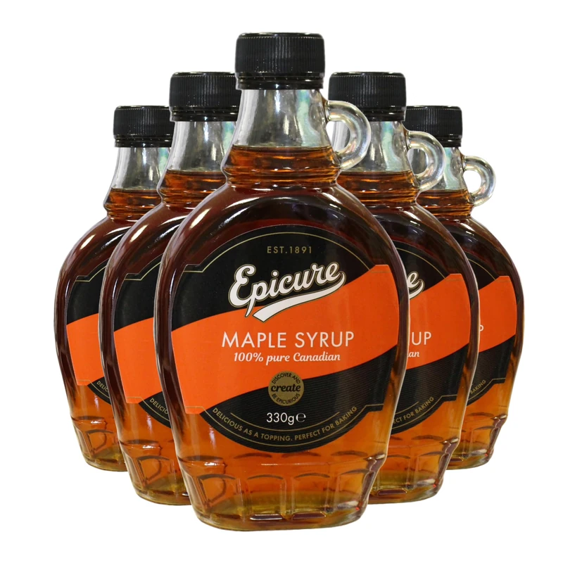 Epicure Pure Natural Canadian Maple Syrup Grade A Amber Rich 330 g (Pack of 6) - Image 1
