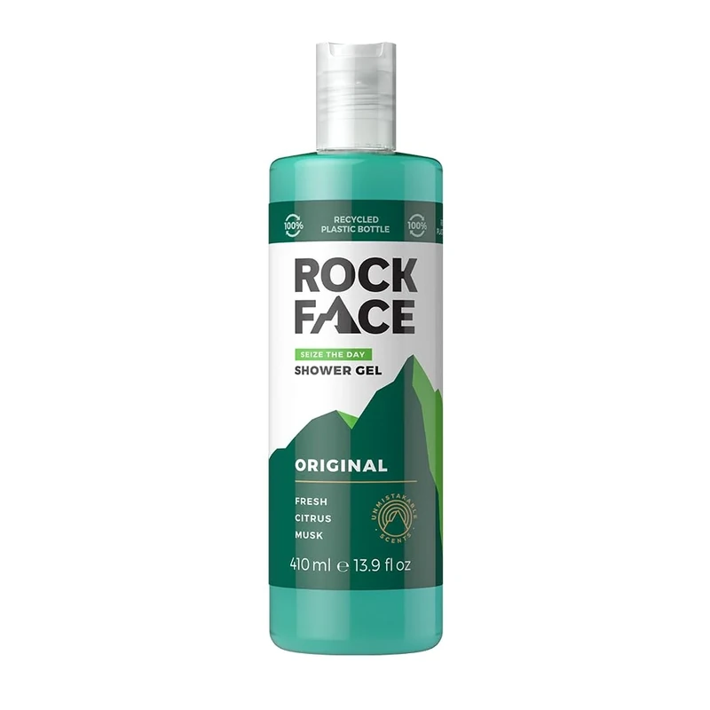 Rock Face Shower Gel - Original All In One Body Wash for Men, 410ml, Fresh Citrus Scent, Suitable for Hair and Body, Long Lasting Fragrance