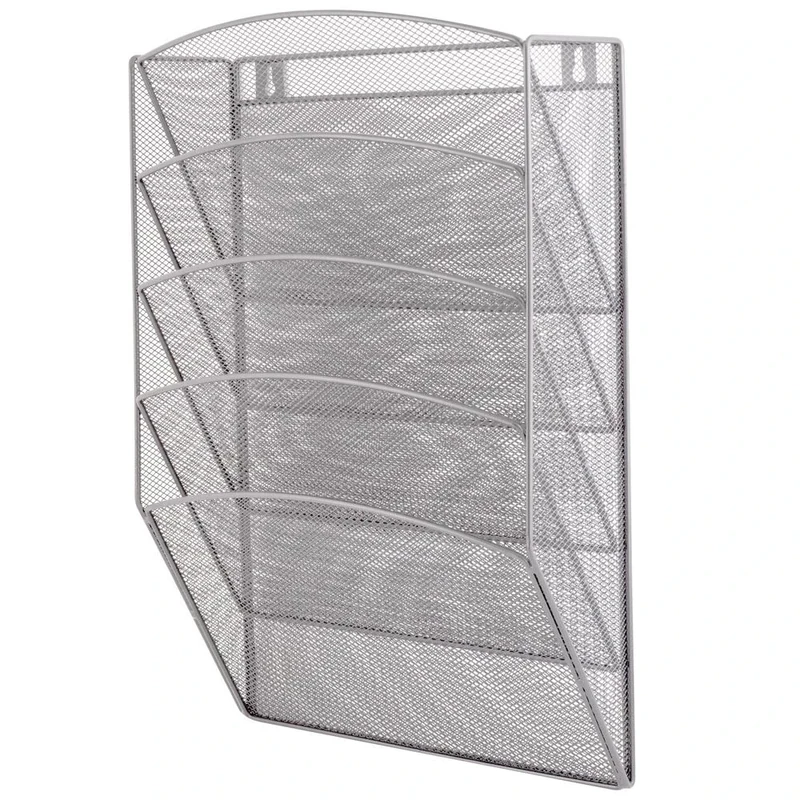D.RECT Set of 5 Metal Storage Shelves for Documents, Correspondence, Magazines etc Made of Metal Mesh with Silver Finish