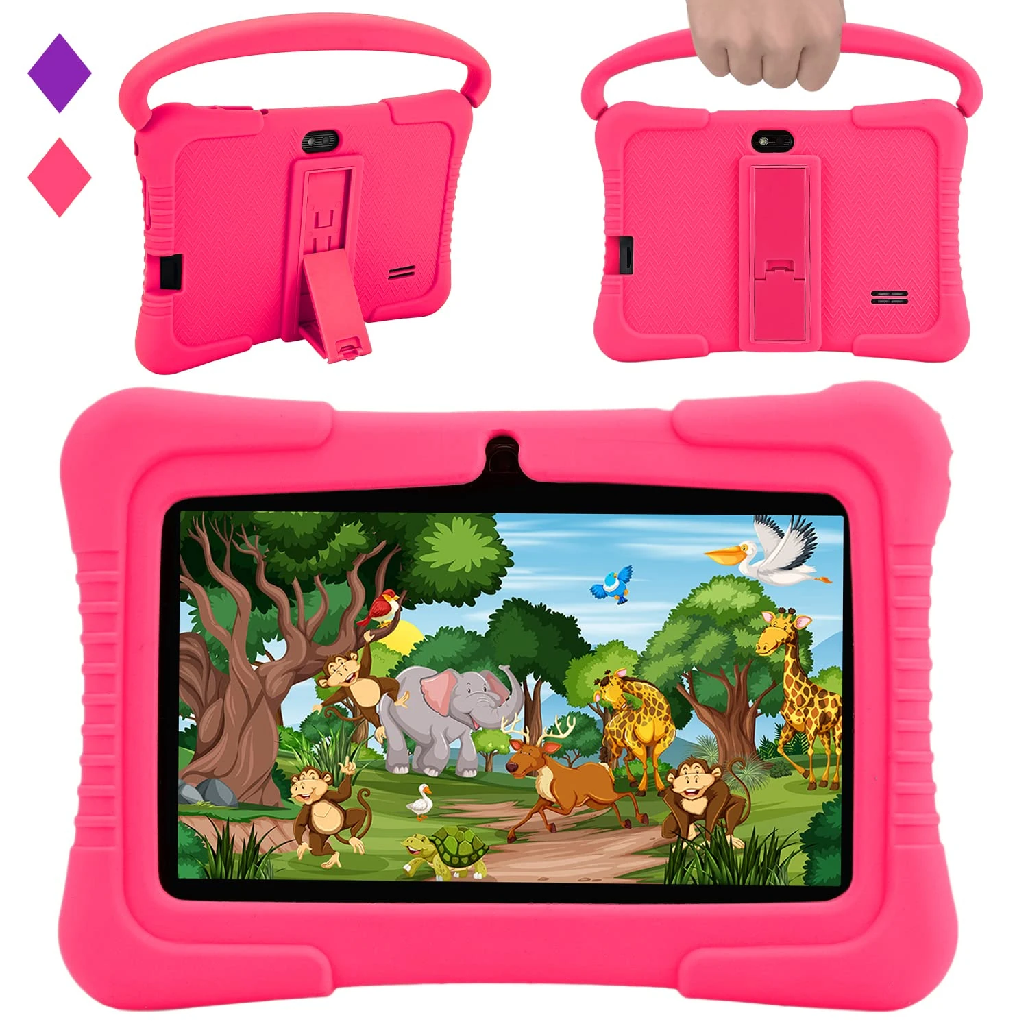 Veidoo Android Kids Tablet, 7 inch IPS Screen, 2GB RAM 32GB ROM, Safety Eye Protection, Education, Tablet for Toddle with WiFi, Games, Parental Control APP (Pink)