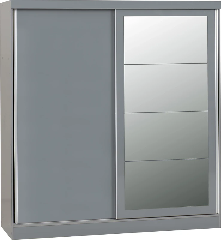 Seconique Nevada 2 Door Slider Wardrobe in Grey Gloss