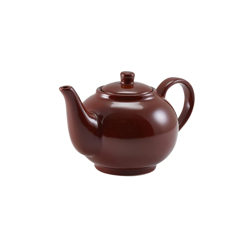 Genware Porcelain Brown Teapot 450ml / 15.75oz, 393945BR, Pack of 6
