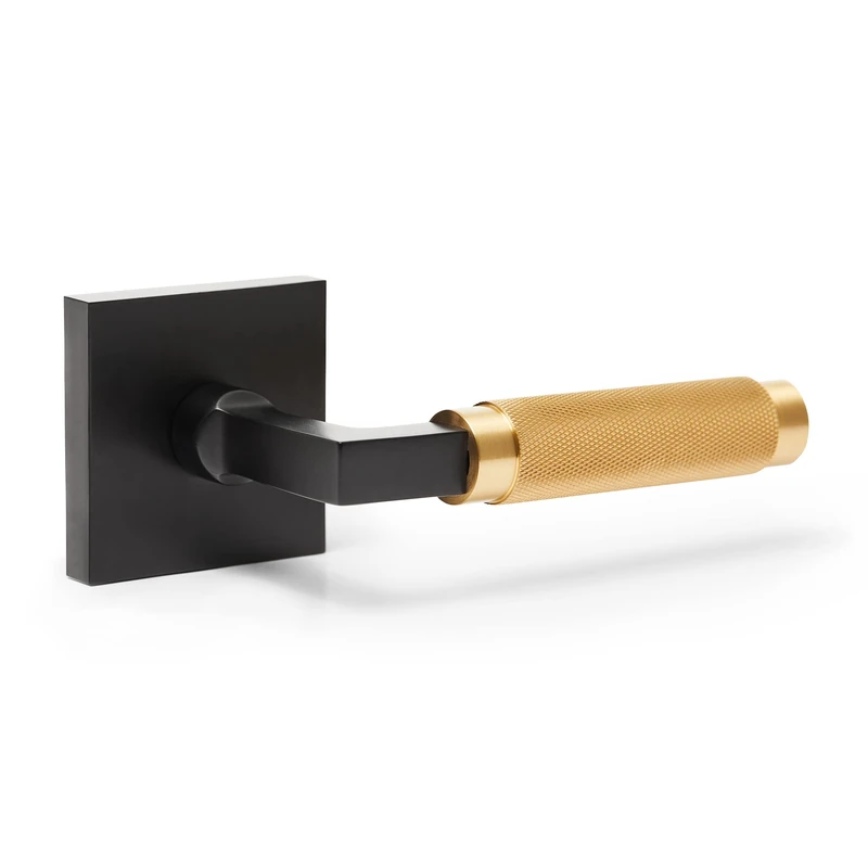 Explore Hardware Geneva Model Solid Brass Lever Bed & Bath Privacy Door Lock, Matte Black with Satin Gold