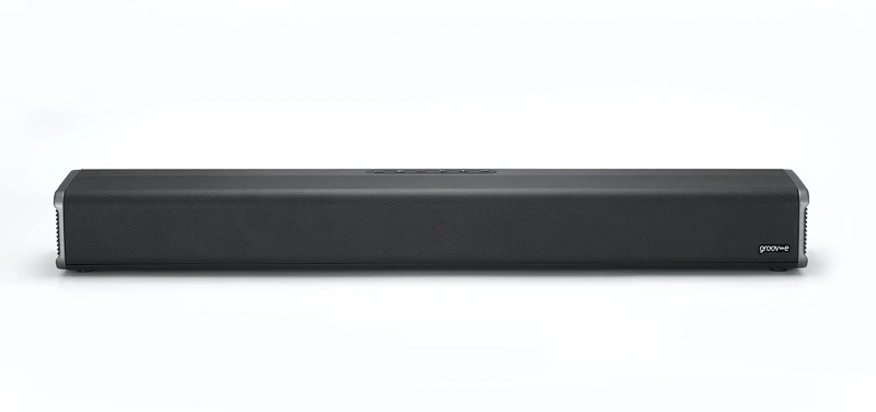 groov e Soundbar 110 - All-in-one Sound Bar with Bluetooth, Optical, USB & AUX Playback - Speaker with 110W Power & Super Bass - Button & Remote Control, Batteries Included - Black