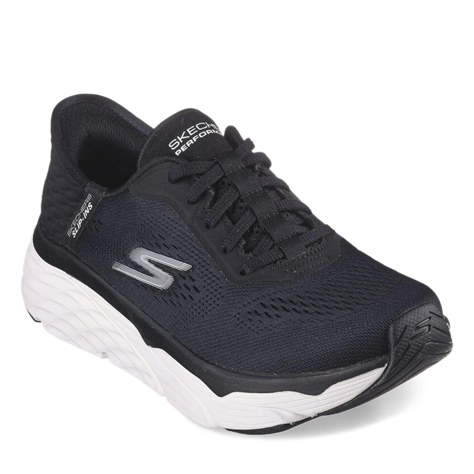 Skechers Women's Hands Free Slip-ins Max Cushioning Elite-Mystic Passion Sneaker, Black/White, 4 UK