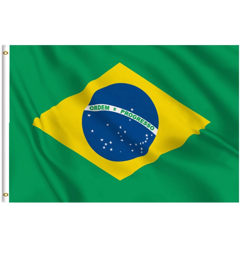 5x3Ft Brazil Flag, Durable Brazilian Flag with 2 Metal Eyelets Used Indoor and Outdoor, Bright Color Brazilian National Flag Decorated in Sporting Events, Parties, Parade