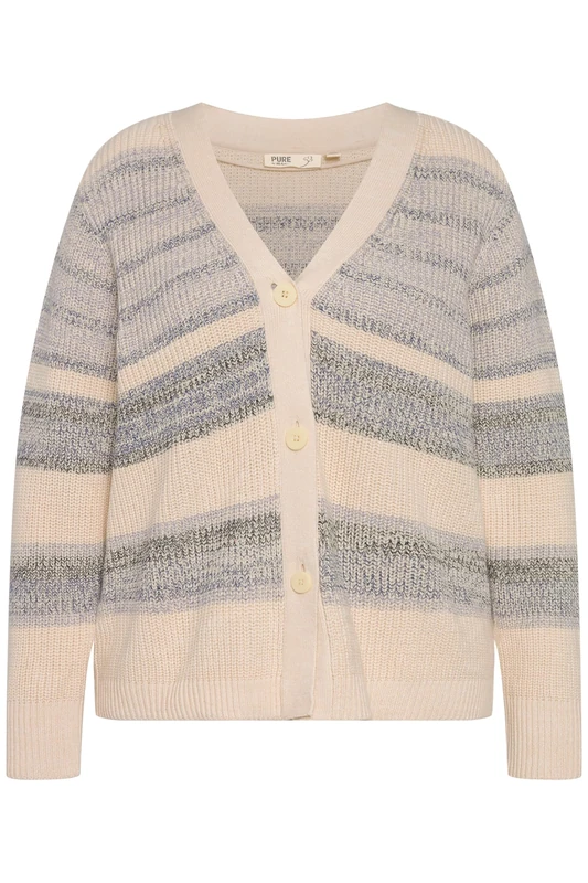 Ulla Popken Women's Short Volume Sleeve Cardigan, Popcorn, 24-26'