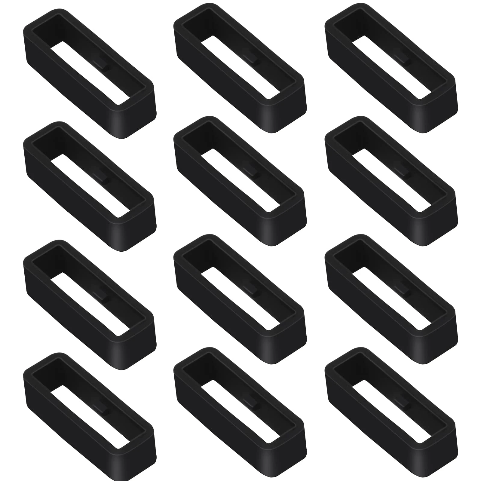 Vicloon Watch Band Loop, 12 Pack Silicone Watch Band Holder, 16mm Watch Strap Keeper Smartwatch Band Retainer, Watch Strap Loops Retaining Hoop Ring (Black)