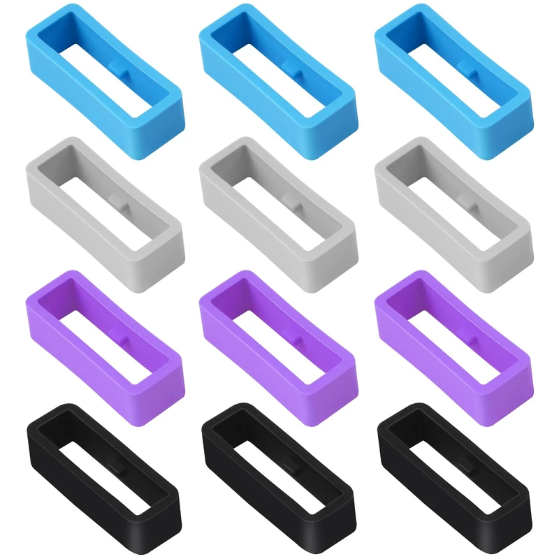 Vicloon 12 Pack 18mm Silicone Watch Band Loops - Black Grey Purple Blue