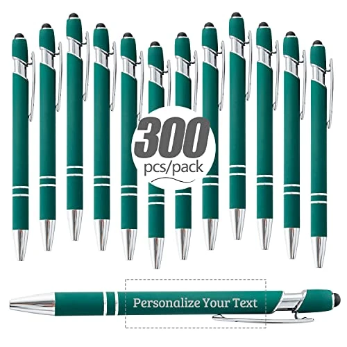 Personalized ball Pens with Stylus - engraving - Custom Name/Text Pens with Black Ink - with Message business pen 300 pcs/pack
