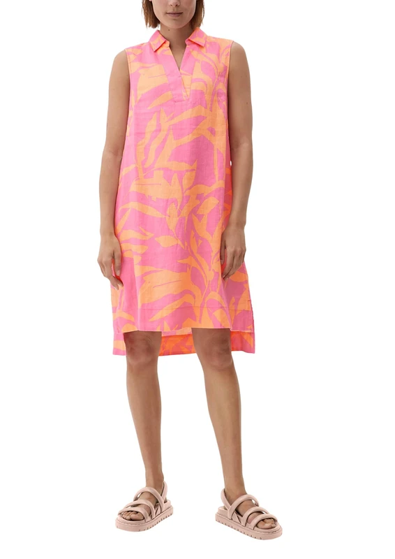 s.Oliver Linen Blouse Dress, Orange 44a3, 6