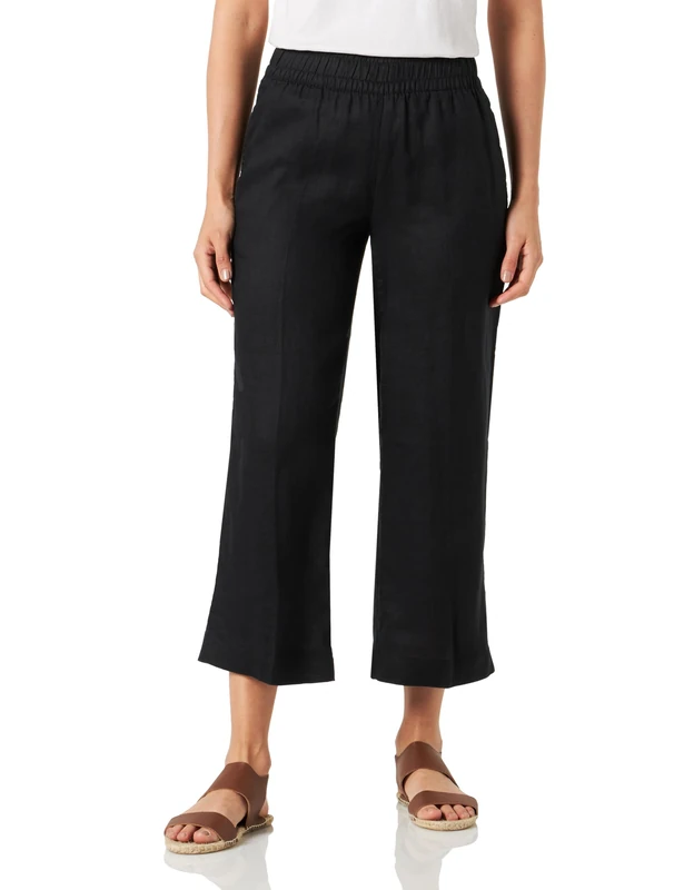 s.Oliver BLACK LABEL Women's Long Wide Leg Trousers, Black 9999, 10