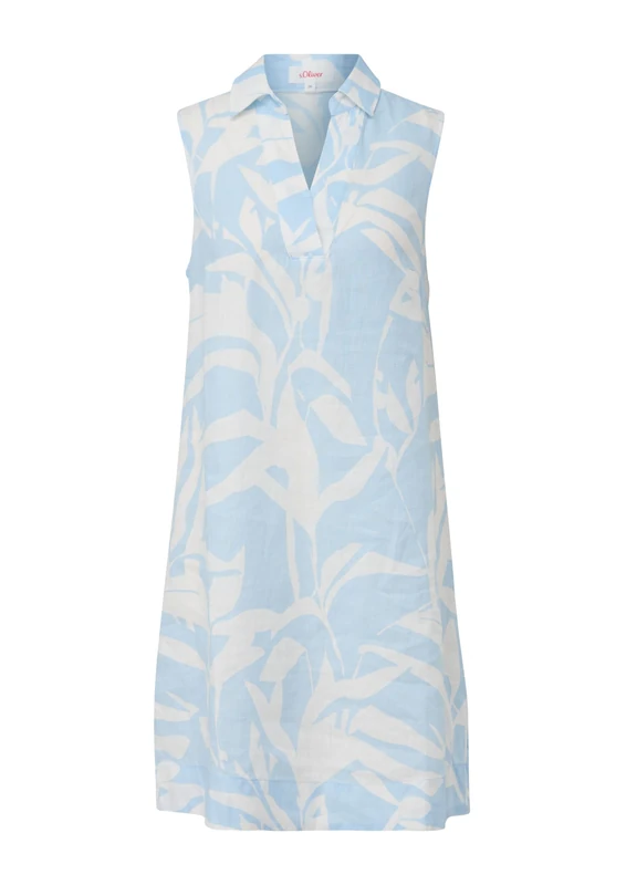 s.Oliver Linen Blouse Dress, Cream | Blue 50a3, 8