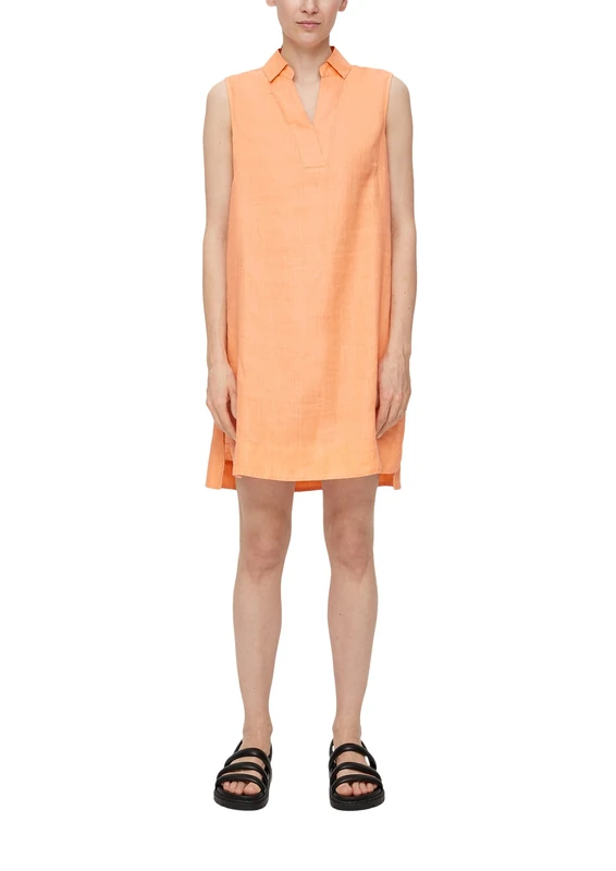 s.Oliver Linen Blouse Dress, Orange 2115, 10 - Image 1