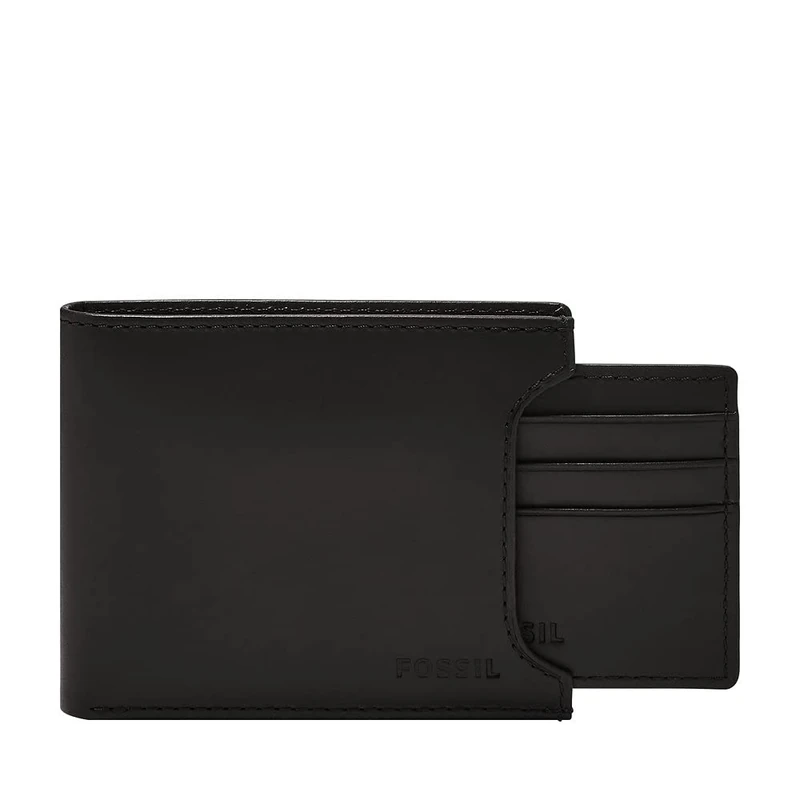 Fossil Men's Derrick Leather Bifold Wallet 11.5cm L x 2cm W x 9cm H, Black, 10.9 cm L x 1.27 cm W x 8.9 cm H