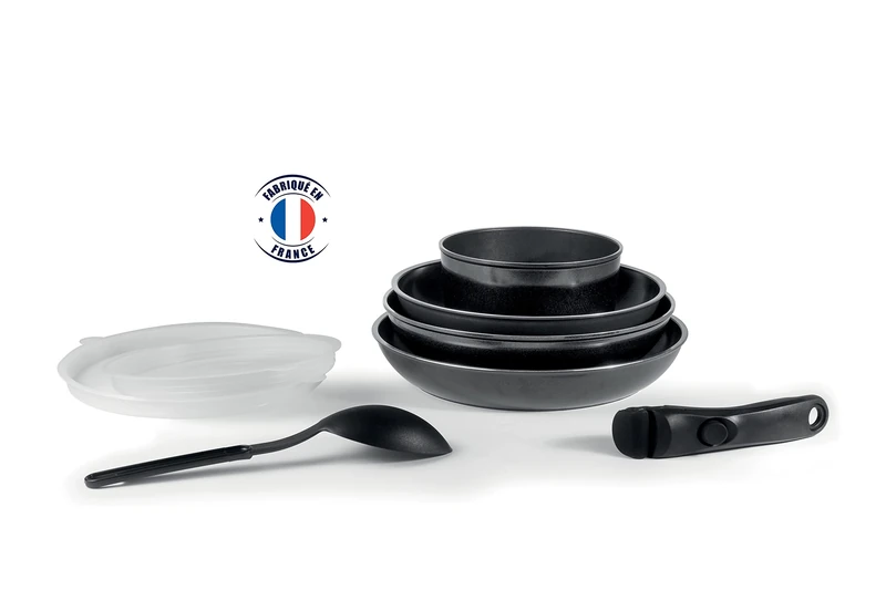 Cookware Set 8 Pieces Black Aluminium Induction Made in France - Image 1