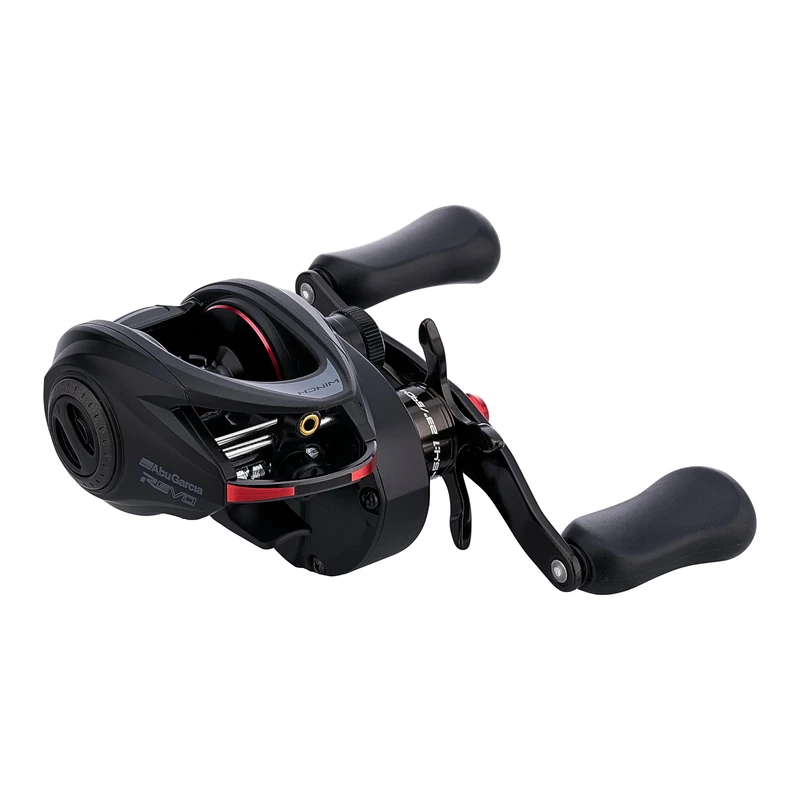 Abu Garcia Low Profile Baitcast Reel, Revo Winch Low Profile Reels, Predator Fishing, Fresh water Angler, Perch, Pike, Zander, Black, Robust & Lightweight, 9+1 Bearing Count, Low Profile