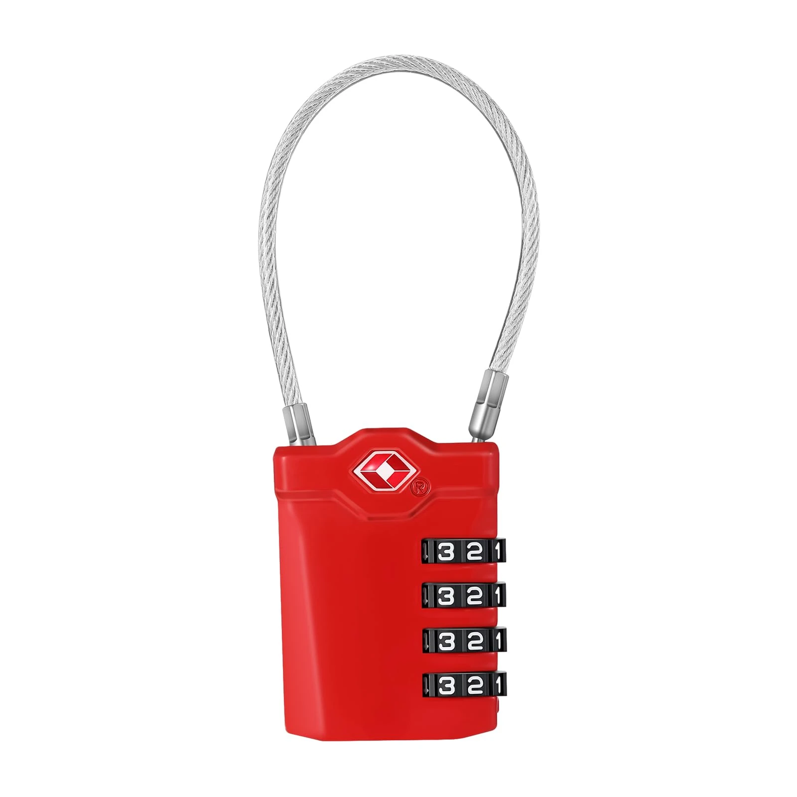 ZHEGE Suitcase Padlocks, TSA Approved Luggage Locks with Open Indicator, 5.5in Flexible Cable, 4 Digit Combination Padlock for Gym Locker, Briefcase, Backpack, Laptop Bag (Red)