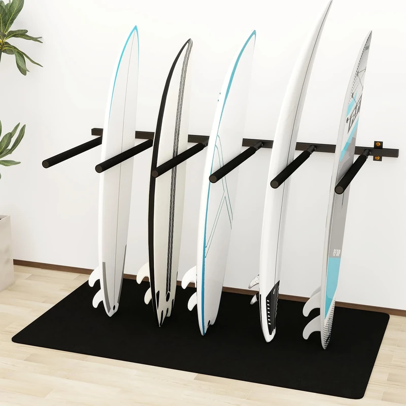 Neorexon Surfboard Rack Vertical 6 Arms, Surfboard Rack for Wall with Rubber Mat, Vertical Paddle Board Storage Holds 6 Boards Storage Mount System at Home and Garage