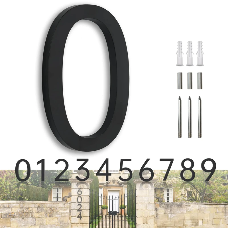 House Numbers Large Door Number Black House Number 7 Inch Metal House Numbers 3D Floating Exterior Modern - Address Numbers 0