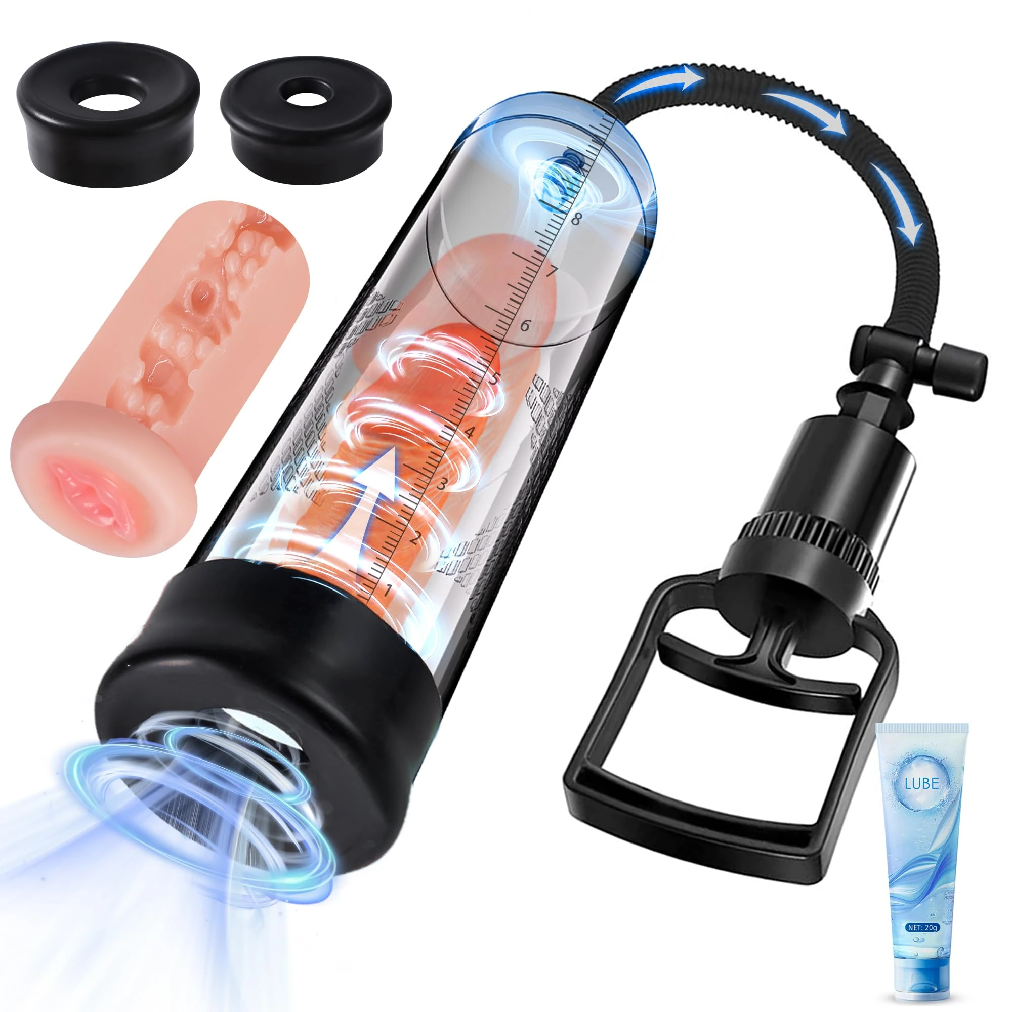 Lolitree Male Masturbator Cup Sex Toys for Men, Penis Pump Vacuum Suction Enlargement & Erection Massage Stimulator Pocket Pussy Stroker Cock Rings Enlarger Male Sex Toy Adult Toys