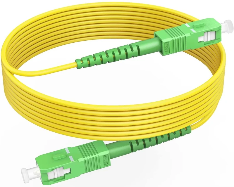 RamboCables 20ft(7m) Fiber Optic Cable Singlemode SC/APC to SC/APC OS2 Simplex 9/125μm LSZH FTTH Yellow OD 2.0mm