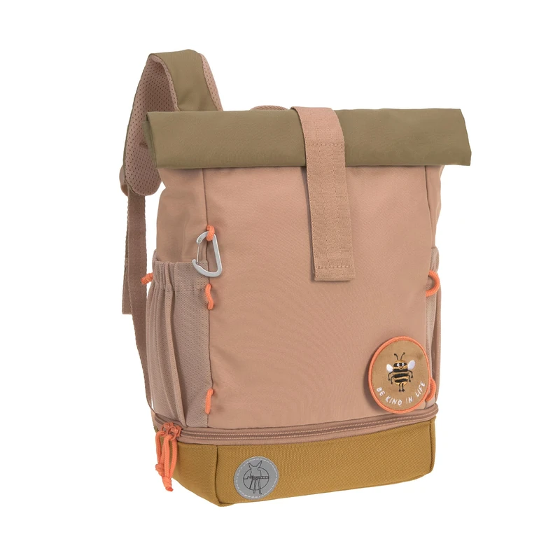 LÄSSIG Nursery Backpack Children's Backpack Rolltop with Chest Strap Water-Repellent 11 Litres/Mini Rolltop Backpack, Natural brown, standard size, Children's backpack