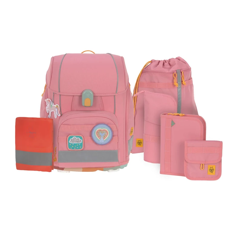 Lassig Boxy Unique Kids School Set - Pink 7-Piece Bag Kit
